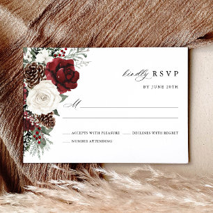 Tarjeta de Respuesta para Boda Floral de Invierno