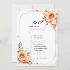 Tarjeta de respuesta para boda floral de melocotón