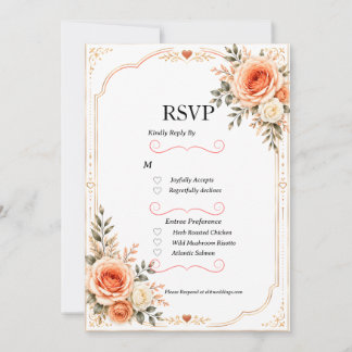 Tarjeta de respuesta para boda floral de melocotón