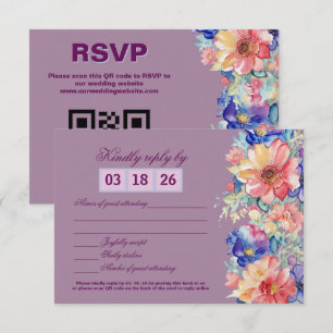 Tarjeta de Respuesta para Boda Floral Magenta