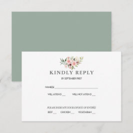 Tarjeta de Respuesta para Boda Floral Rosado