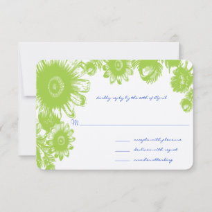 Tarjeta de respuesta para boda Floral Verde y Azul