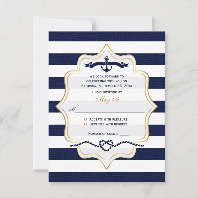 Tarjeta de respuesta para boda | Franja de falso a (Anverso)