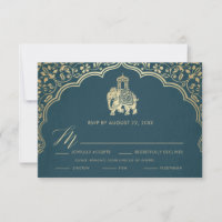 Tarjeta de respuesta para boda india, invitación b