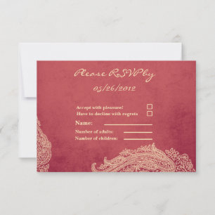 Tarjeta de respuesta para boda india, Mehndi, rojo