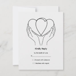 Tarjeta de Respuesta para Boda Line Art Hearts & H