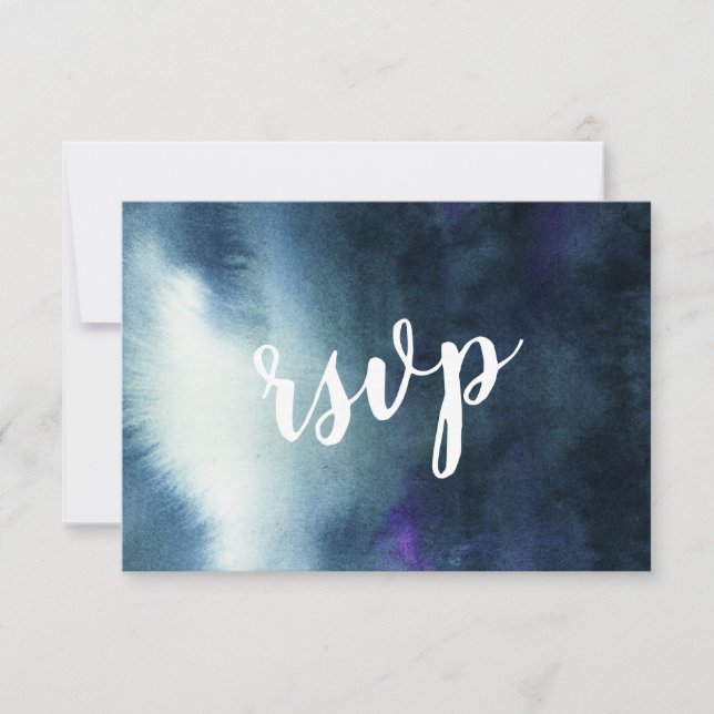 Tarjeta de respuesta para boda Navy Blue Gold con  (Anverso)