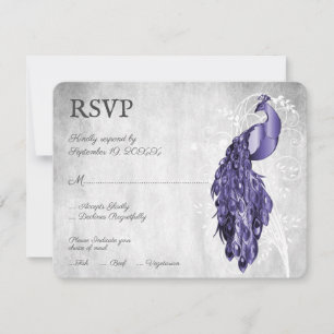 Tarjeta de respuesta para boda Pavo Real Púrpura
