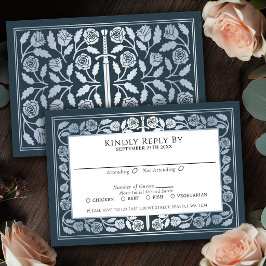 Tarjeta de respuesta para boda real con espada med