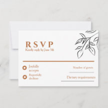 Tarjeta de respuesta para boda Ruddy Brown Old Mon