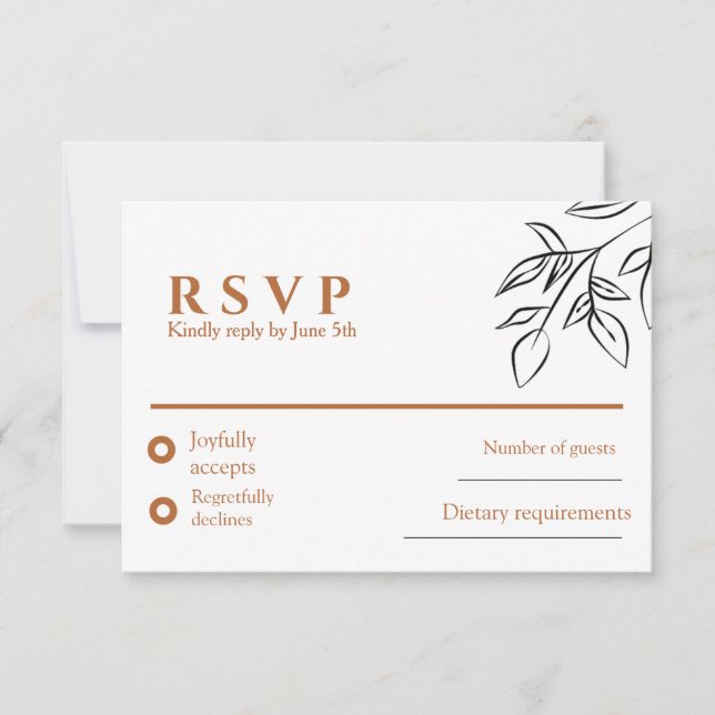 Tarjeta de respuesta para boda Ruddy Brown Old Mon (Anverso)
