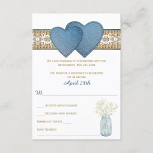 Tarjeta de Respuesta para Boda Rústica   Mezclilla