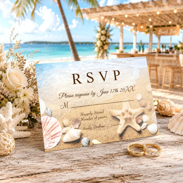 Tarjeta de Respuesta para Boda Tropical de Conchas (Subido por el creador)