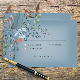 Tarjeta de respuesta para Bodas de flores azules y