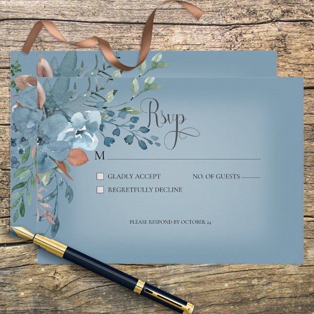 Tarjeta de respuesta para Bodas de flores azules y (Subido por el creador)