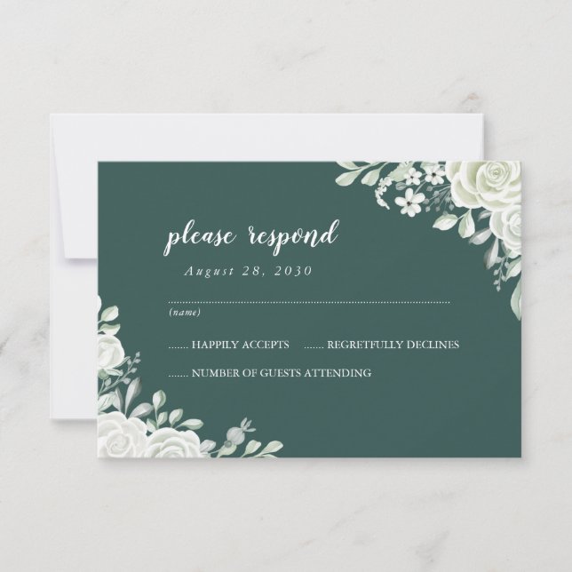 Tarjeta de Respuesta para Bodas Green Leaf Floral (Anverso)