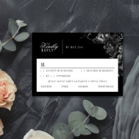 Tarjeta de respuesta para Bodas negros góticos clá