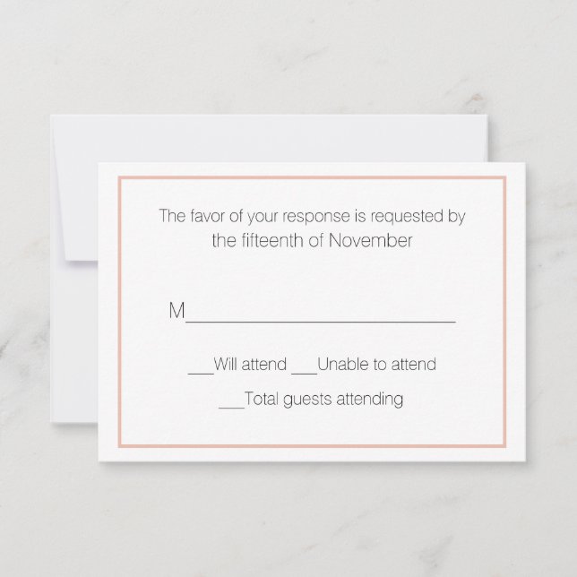 Tarjeta de respuesta para cada Boda blanco (Anverso)