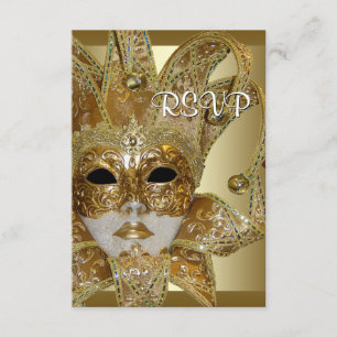 Tarjeta de respuesta para fiesta de disfraz de oro