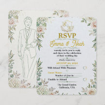Tarjeta de respuesta para invitación de boda elega