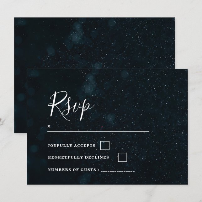 Tarjeta de respuesta para invitación de boda elega (Anverso / Reverso)