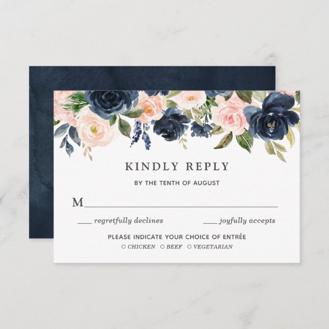 Tarjeta de respuesta para invitación de boda flora (Anverso / Reverso)