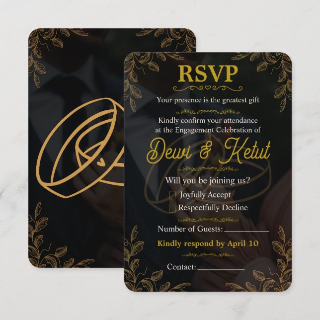 Tarjeta de respuesta para invitación de compromiso (Anverso / Reverso)