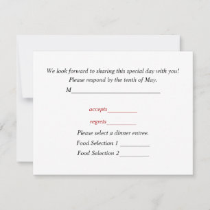 Tarjeta de Respuesta para Invitaciones de Boda