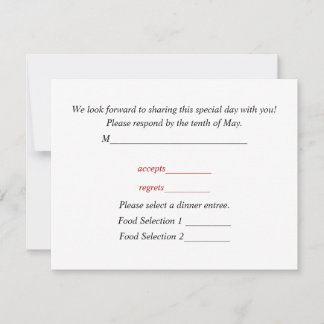 Tarjeta de Respuesta para Invitaciones de Boda