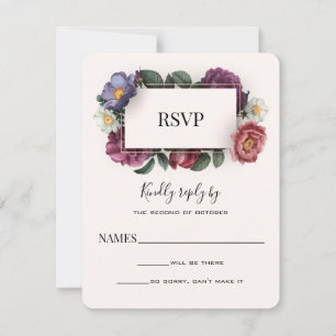 Tarjeta de respuesta para oscuros florals