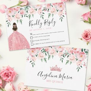 Tarjeta de Respuesta para Quinceañera de Color Ros