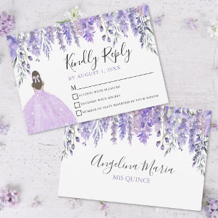 Tarjeta de Respuesta para Quinceañera de Lavanda F