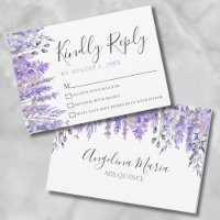 Tarjeta de respuesta para Quinceañera Morado Flora