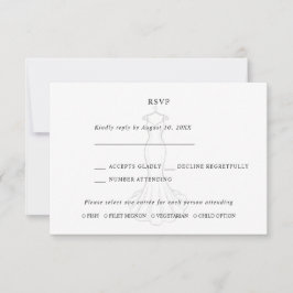 Tarjeta de Respuesta para Vestido de Novia Minimal