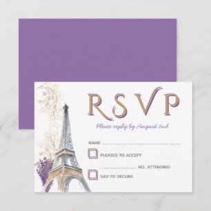 Tarjeta de respuesta París Torre Eiffel Lavanda Fr