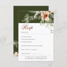 Tarjeta de respuesta pastel de hibisco boho tropic