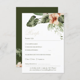 Tarjeta de respuesta pastel de hibisco boho tropic