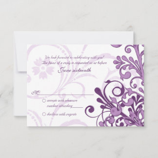 Tarjeta de respuesta pequeña floral abstracta blan