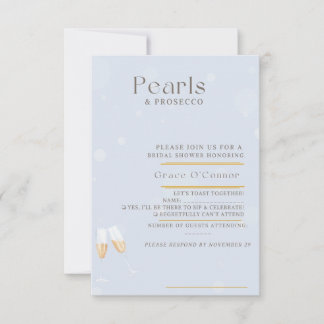 Tarjeta de respuesta Perlas y Prosecco