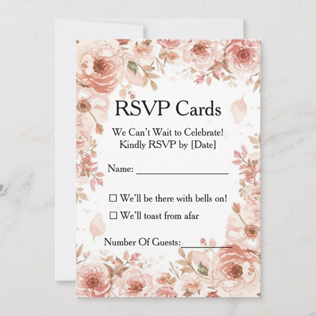 Tarjeta de respuesta personalizable de rosas rosad (Anverso)