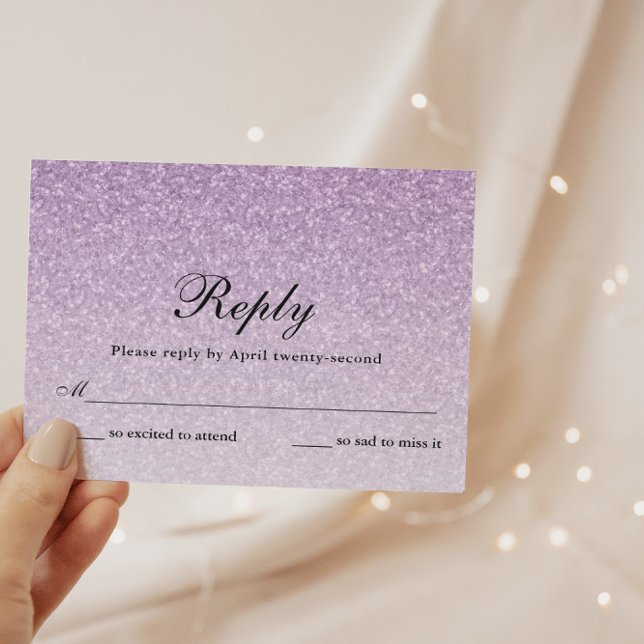 Tarjeta de respuesta personalizada Glam Purpurina  (Subido por el creador)