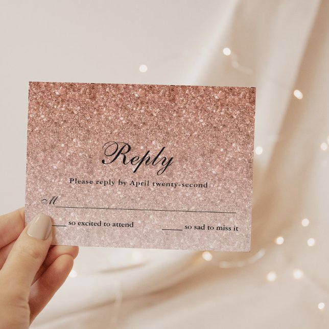 Tarjeta de respuesta personalizada Glam Purpurina  (Subido por el creador)