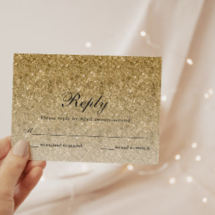 Tarjeta de respuesta personalizada Glam Purpurina