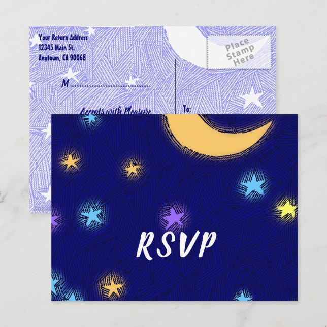 Tarjeta de respuesta personalizada para fiesta con (Anverso / Reverso)
