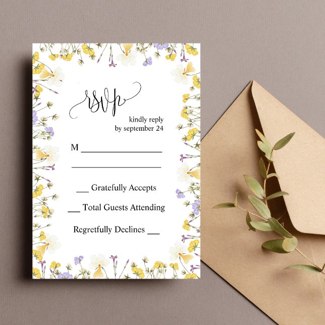 Tarjeta de respuesta personalizada rústica floral  (Personalized rustic floral RSVP card captures responses with warm charm and ease.)