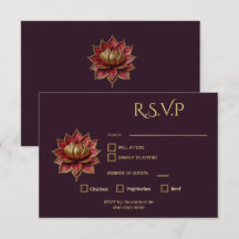 Tarjeta de respuesta Plum Gothic Flor de Loto