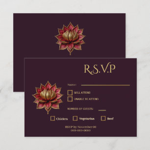 Tarjeta de respuesta Plum Gothic Flor de Loto