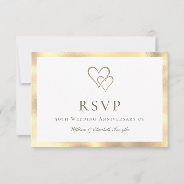 Tarjeta de respuesta por 50 aniversario de bodas d (Anverso)