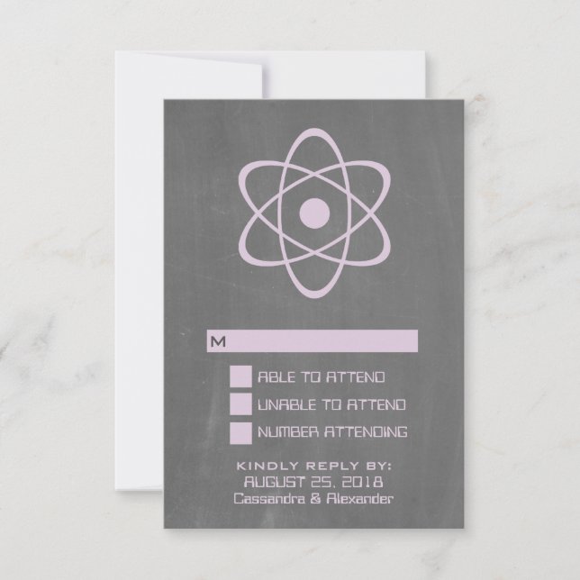 Tarjeta de respuesta Purple Atomic Chalkboard (Anverso)