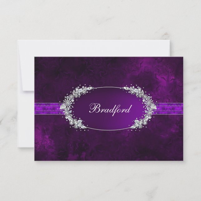 TARJETA DE RESPUESTA - PURPLE - OVAL INSET - FAUX  (Anverso)